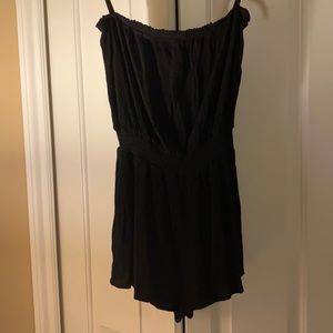 Strapless black romper